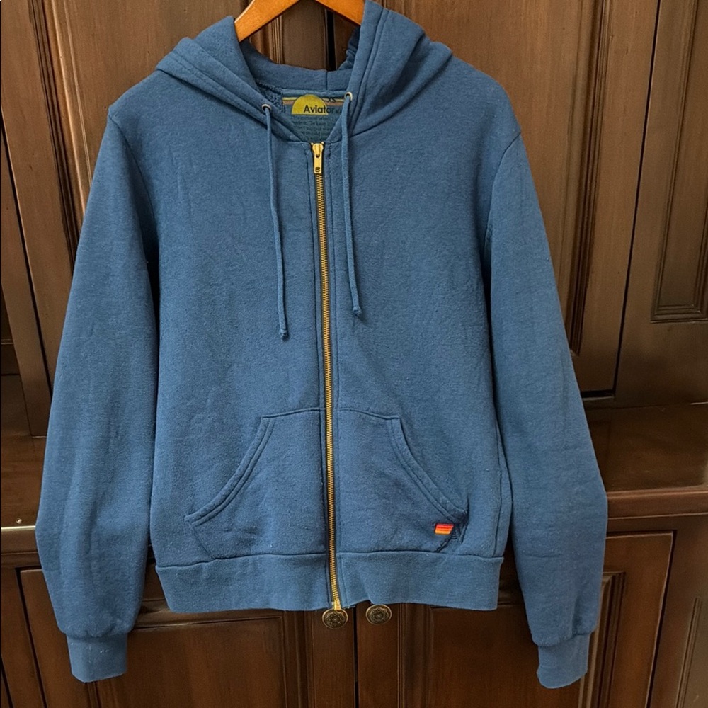 Aviator Nation Blue Zip-Up Hoodie